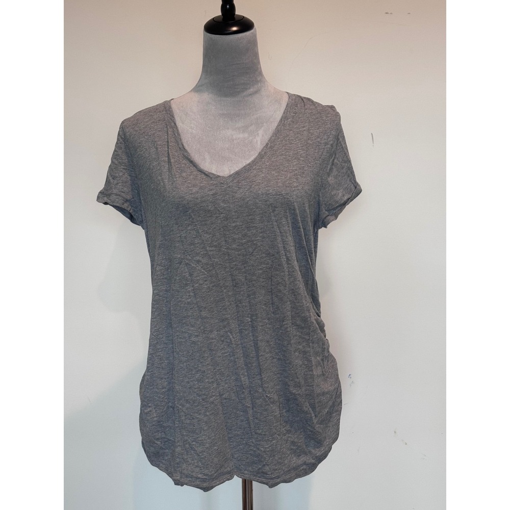 Isabel Maternity Ingrid & Isabel Heather Gray Ruched V-Neck Tee Size L